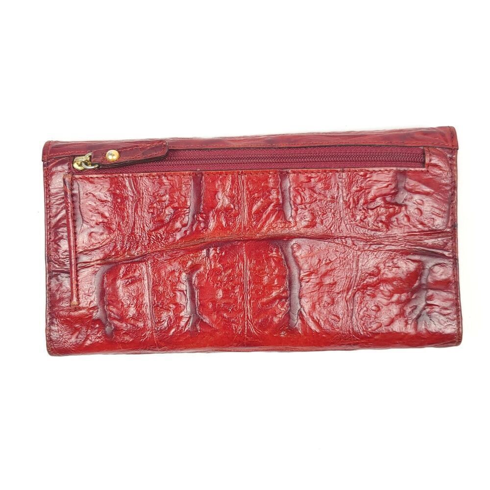 BRAHMIN Large Red Croc Embossed Luxury Leather Tote Shoulder Bag + Wallet Set - Picture 16 of 16